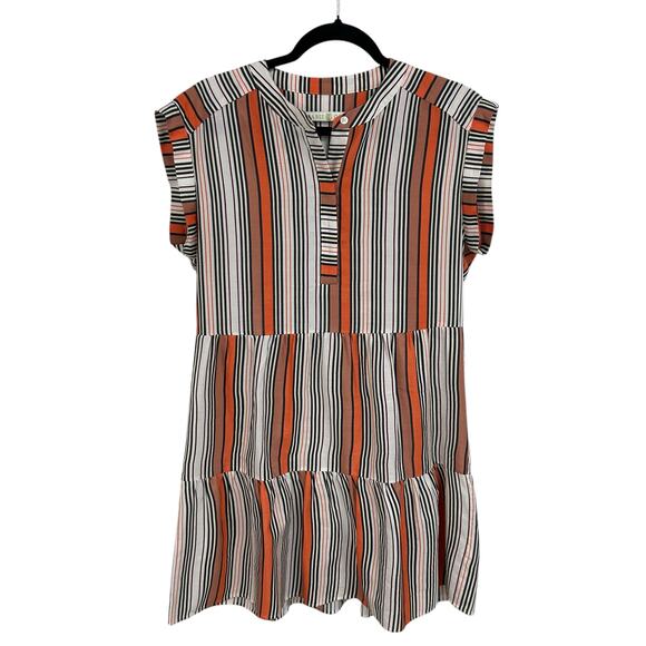 Marie Oliver Dresses & Skirts - Marie Oliver Lachlan Silk Blend Tiered Mini Dress in Orange Stripe Womens Small